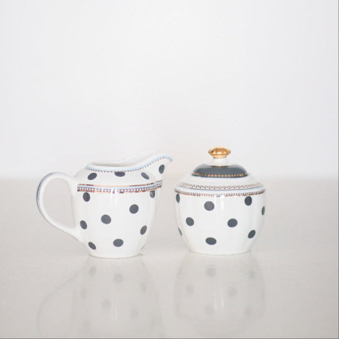 Blue Polka Dot Cream and Sugar