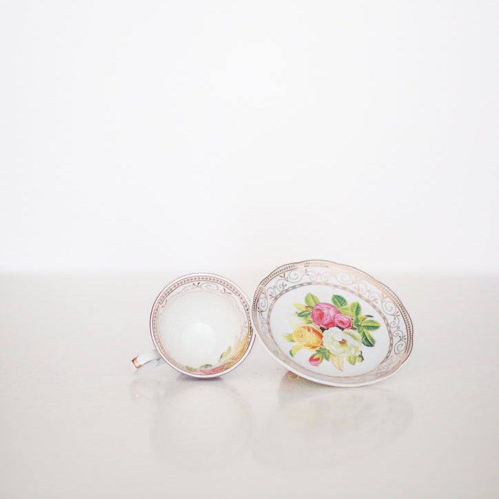 Floral Teacup and Saucer