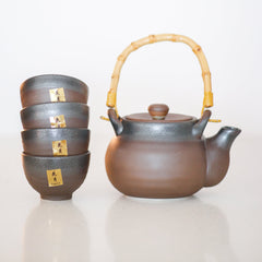 Brown and Black Teapot Set