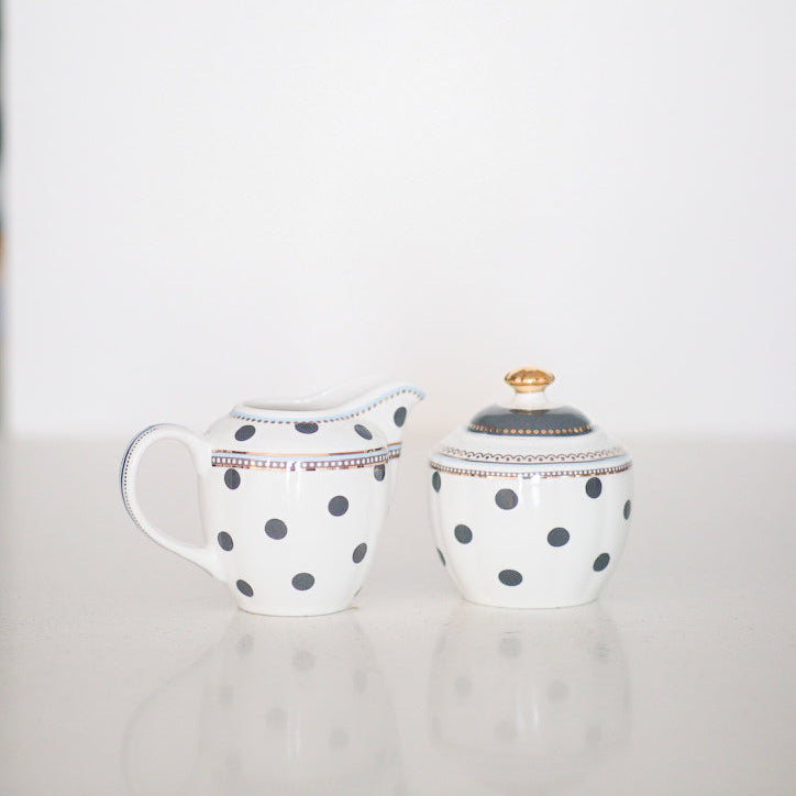 Blue Polka Dot Cream and Sugar