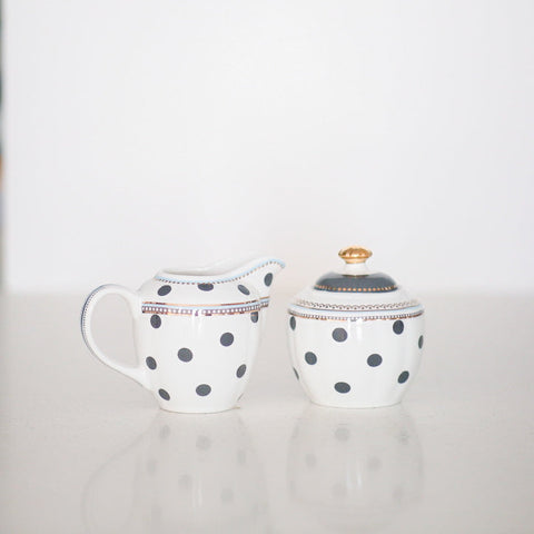 Blue Polka Dot Cream and Sugar